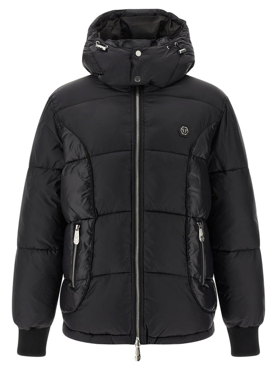 Logo Patch Down Jacket Puffer Jackets Black