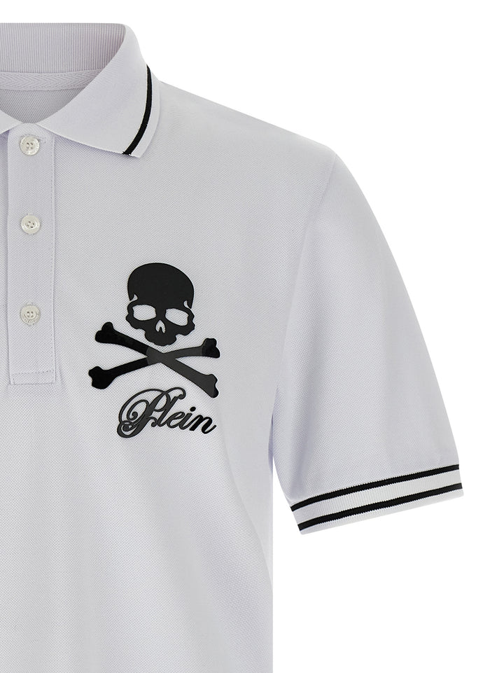Philipp Plein Skull & Bones Polo - White/Black | ebe242d71bd1f335bff0d4635718184d07884288
