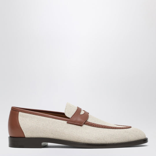 Sergio Loafers In Natural-Coloured Canvas And Leather