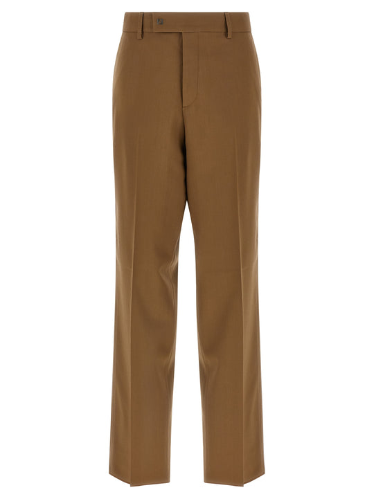 Gabardine Wool Trousers Pants Brown