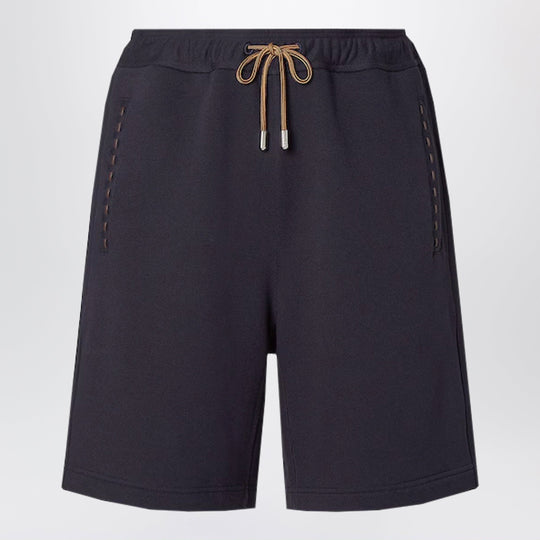 Navy Blue Cotton Bermuda Shorts