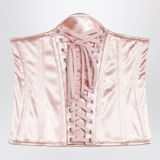 Corset With Lace-Up Details In Pale Pink