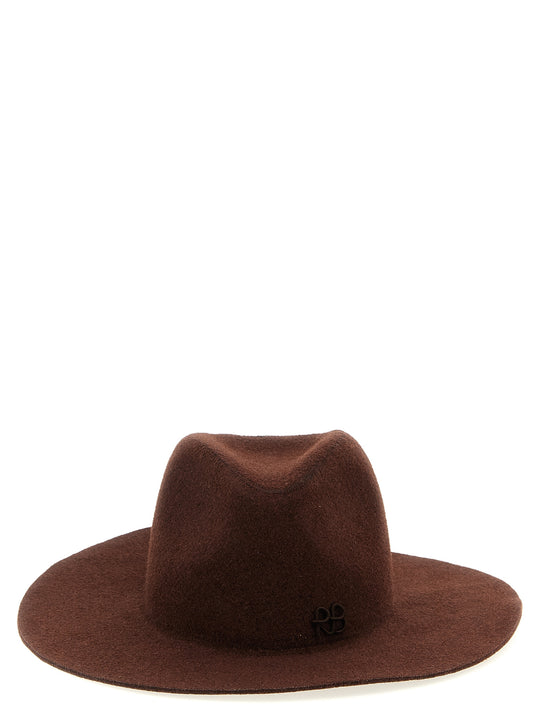 Monogram-Embellished Fedora Hats Brown