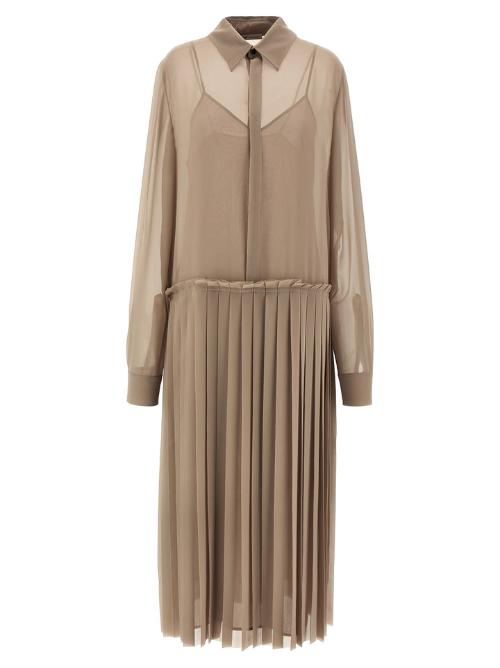 Ami Paris Pleated Midi Dresses - Beige | fecdd7989edcbbbd5e3566e20c7f3ef2b7ba3a35