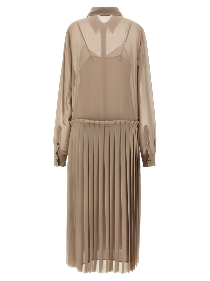 Ami Paris Pleated Midi Dresses - Beige | e86a96e4214271b1074937995cc09d487ad60779