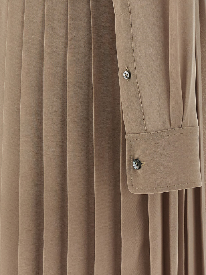 Ami Paris Pleated Midi Dresses - Beige | bb1cf89489f0f039ce182549e97c4c05c267a650