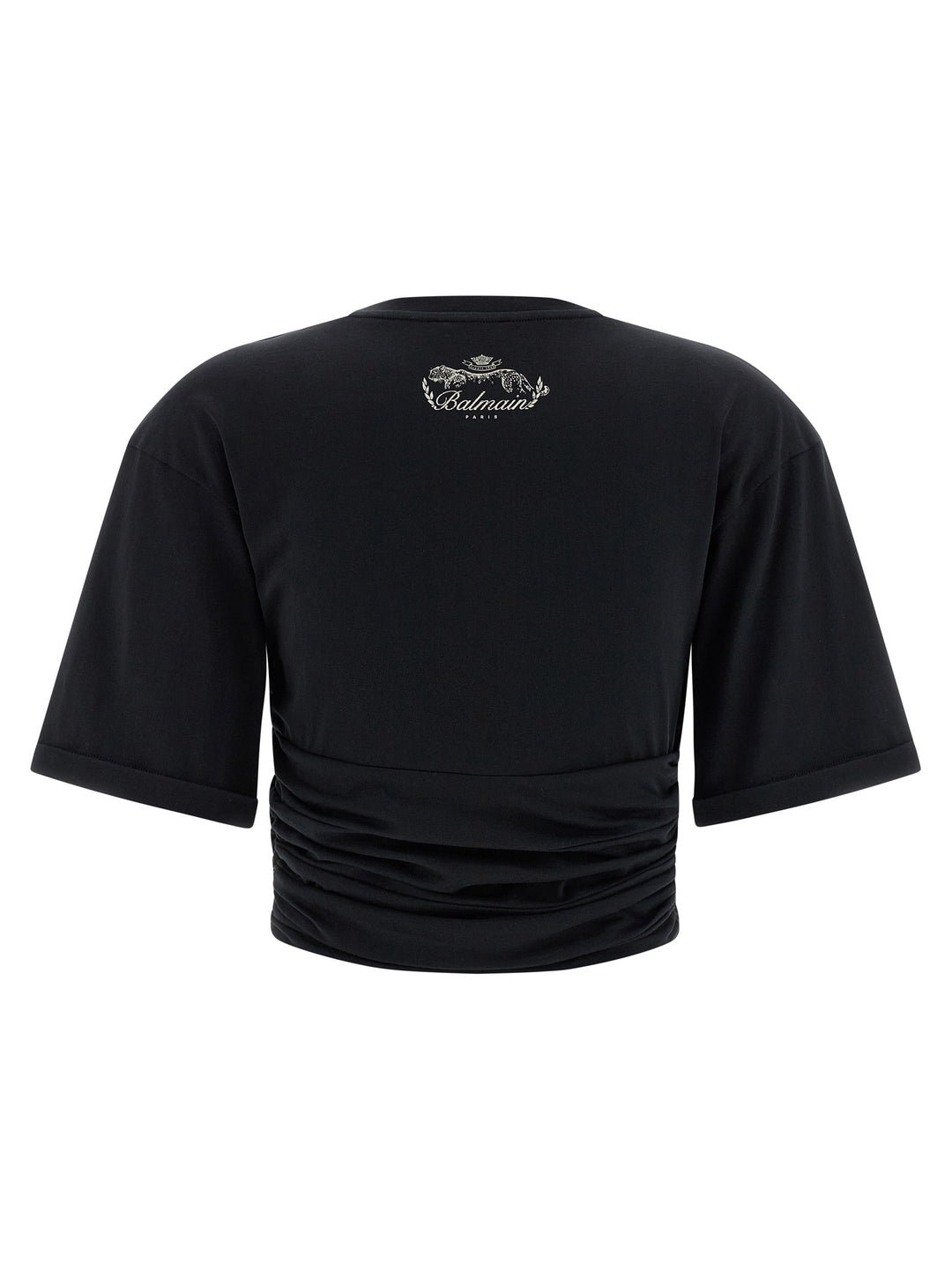 Balmain Knotted Crop T-shirt - Black | 6f86ad0007a30b739b2f366993a1e7f1b13a374d