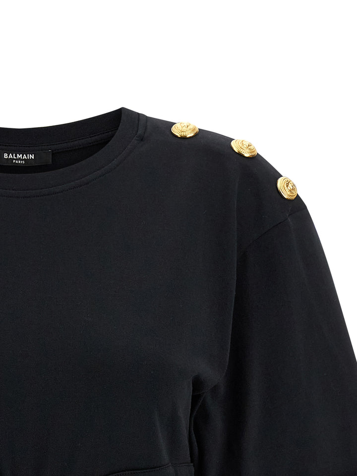 Balmain Knotted Crop T-shirt - Black | af564b3032b52c3351372a48876c063ee0ae76ca