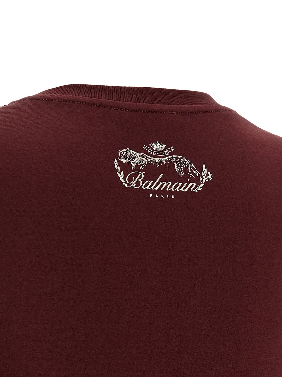 Balmain Knotted Crop T-shirt - Bordeaux | 8a987436596081601056fa52b6b8b54c20243096