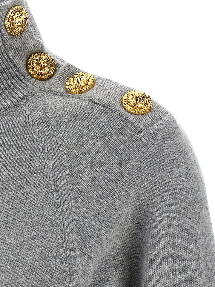 Balmain Cashmere Wool Sweater Sweaters and Cardigans - Gray | 608be89dfcaa0b933bd93e9e83941f3723fb21c5