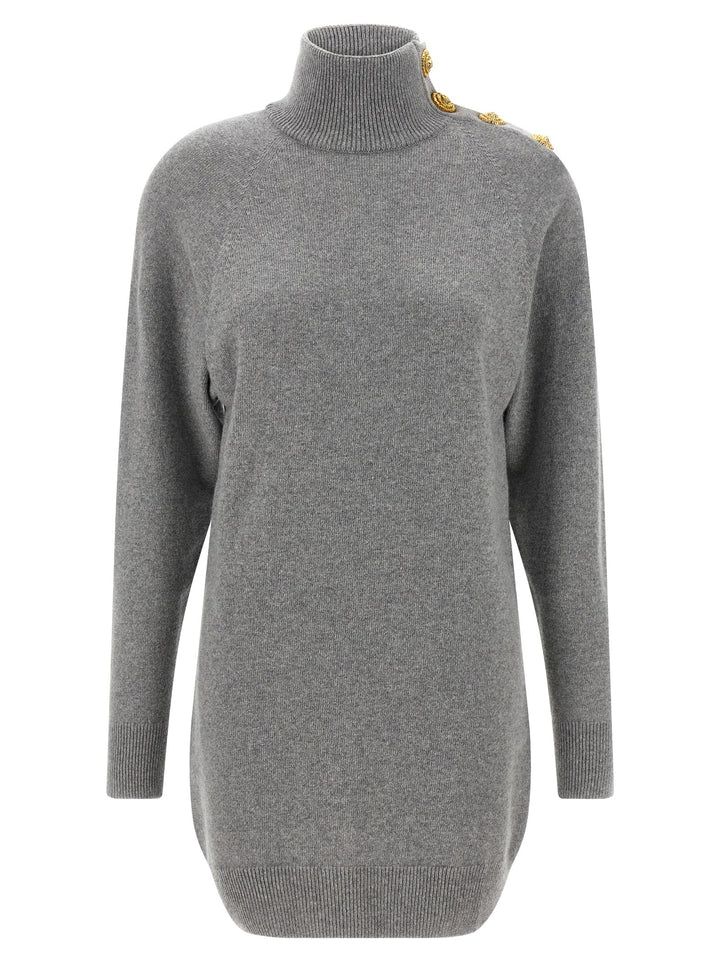 Balmain Cashmere Wool Dress Dresses - Gray | 7780ae238c02ec6a7b5a833d5eda5510e6241deb