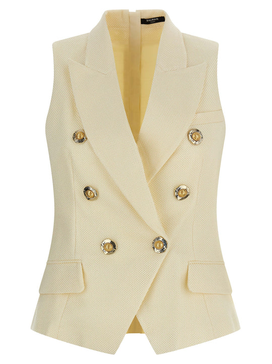 Gold And Gold Coin Gilet White