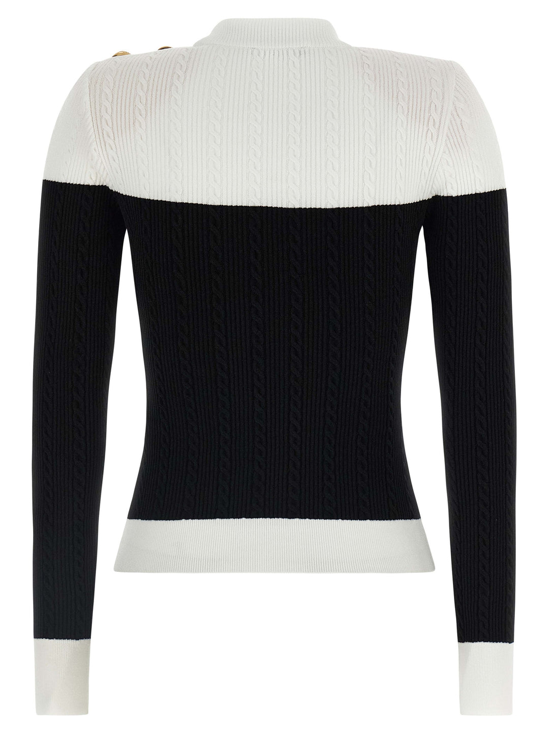 Balmain Maxi Shoulder Top Tops - White/Black | cd7e8b9ade23b35eb1595eb191e88514358f51b7