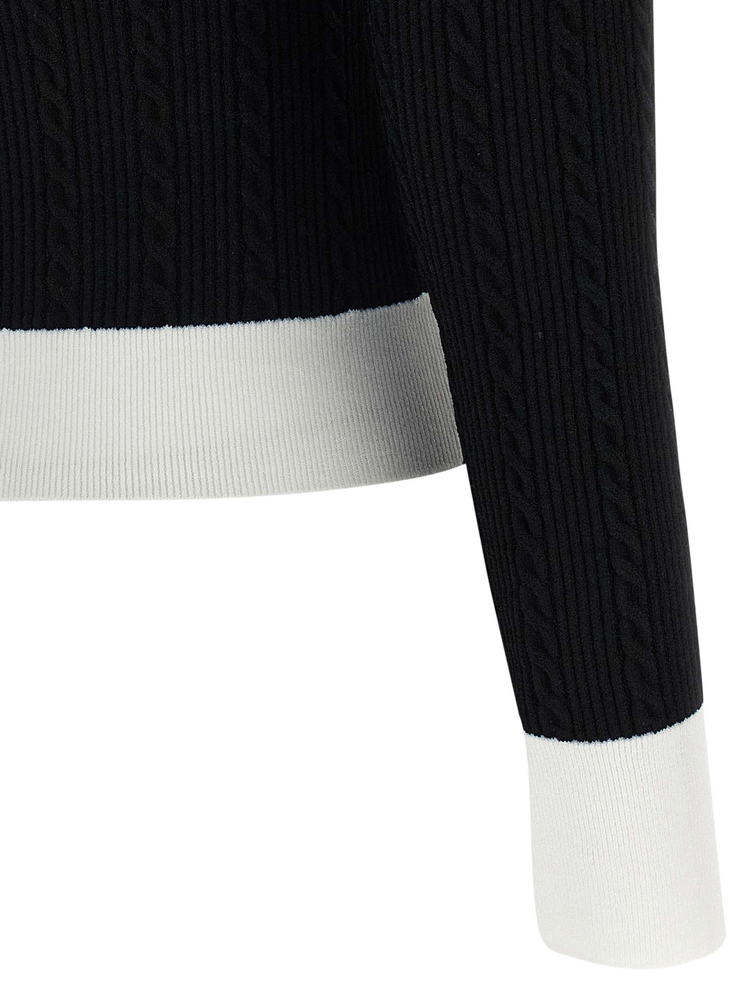 Balmain Maxi Shoulder Top Tops - White/Black | cef5a387690c13de6d32a617fc394f7dc4d36c54