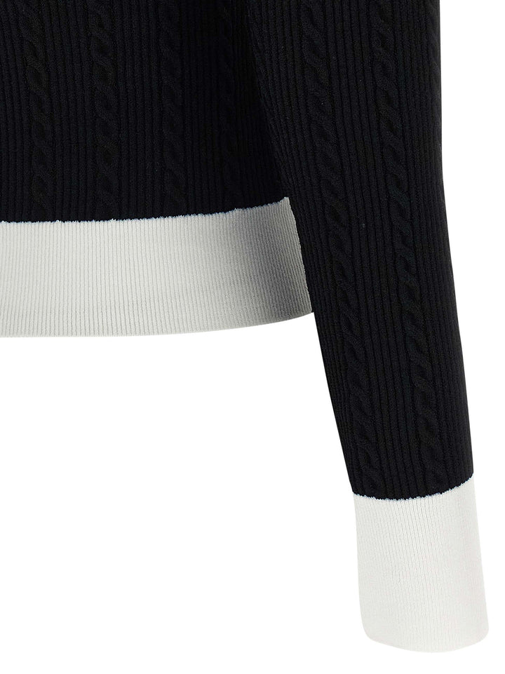 Balmain Maxi Shoulder Top Tops - White/Black | cef5a387690c13de6d32a617fc394f7dc4d36c54