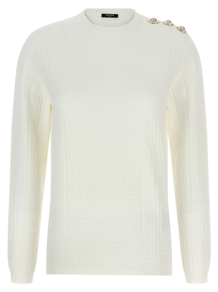 Balmain Maxi Shoulder Top Sweaters and Cardigans - White | 3496ab13c398501882521ee9b64ef6d516d3195d