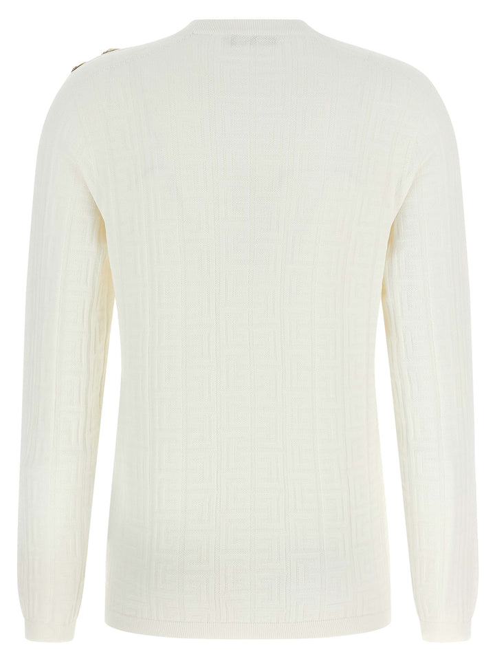 Balmain Maxi Shoulder Top Sweaters and Cardigans - White | 5ac9193d98b1198d253f3dc1b44f9e3ba107ad53