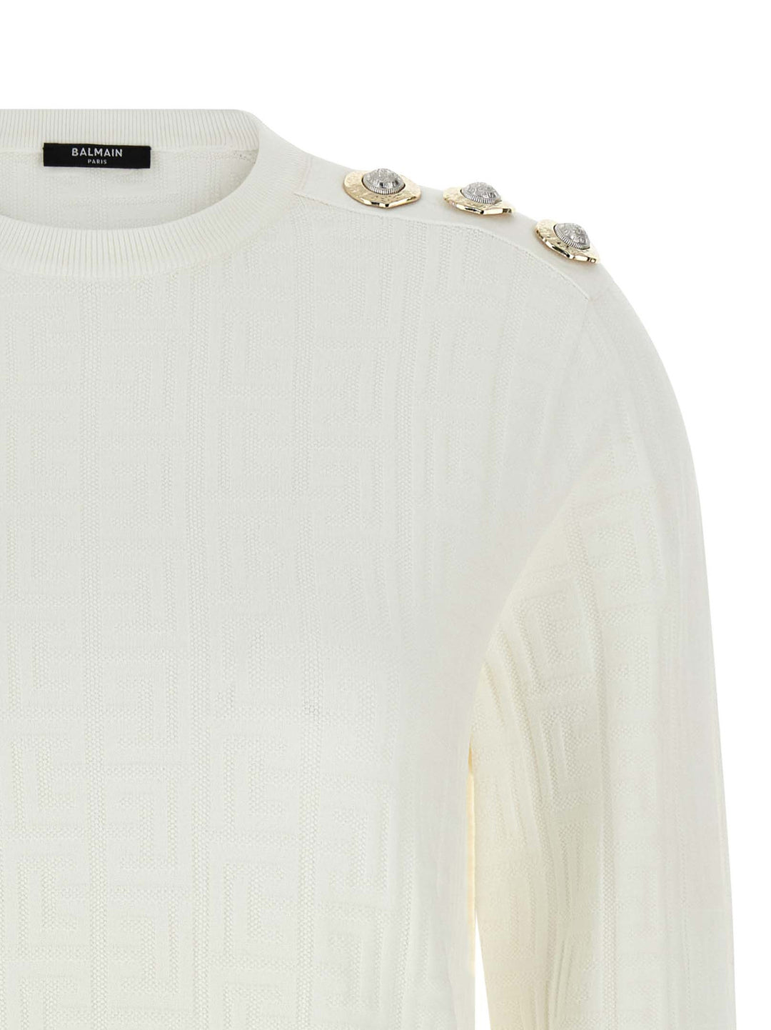 Balmain Maxi Shoulder Top Sweaters and Cardigans - White | 3e55fb63f6d645ee5c0feb7172013949da0ba45f