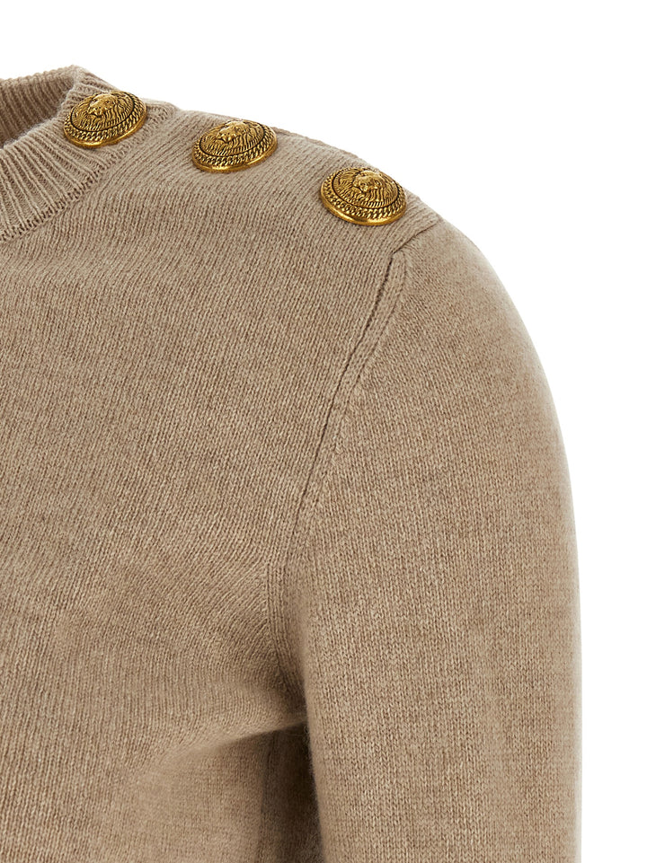 Balmain Eco-Cashmere Button Sweater Sweaters and Cardigans - Beige | 8d5e087c8845e141edb7bc4616037874da9268e4