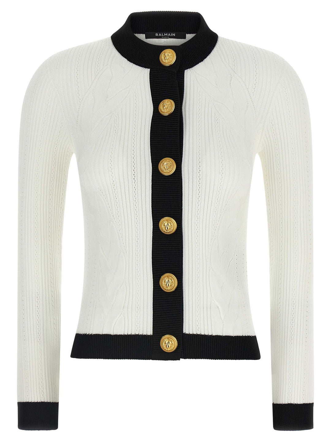 Balmain Two-Tone Cardigan Sweaters and Cardigans - White/Black | deb0731cdfea68b0cb53471720f18b2147914d4b