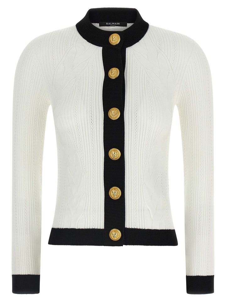 Balmain Two-Tone Cardigan Sweaters and Cardigans - White/Black | deb0731cdfea68b0cb53471720f18b2147914d4b