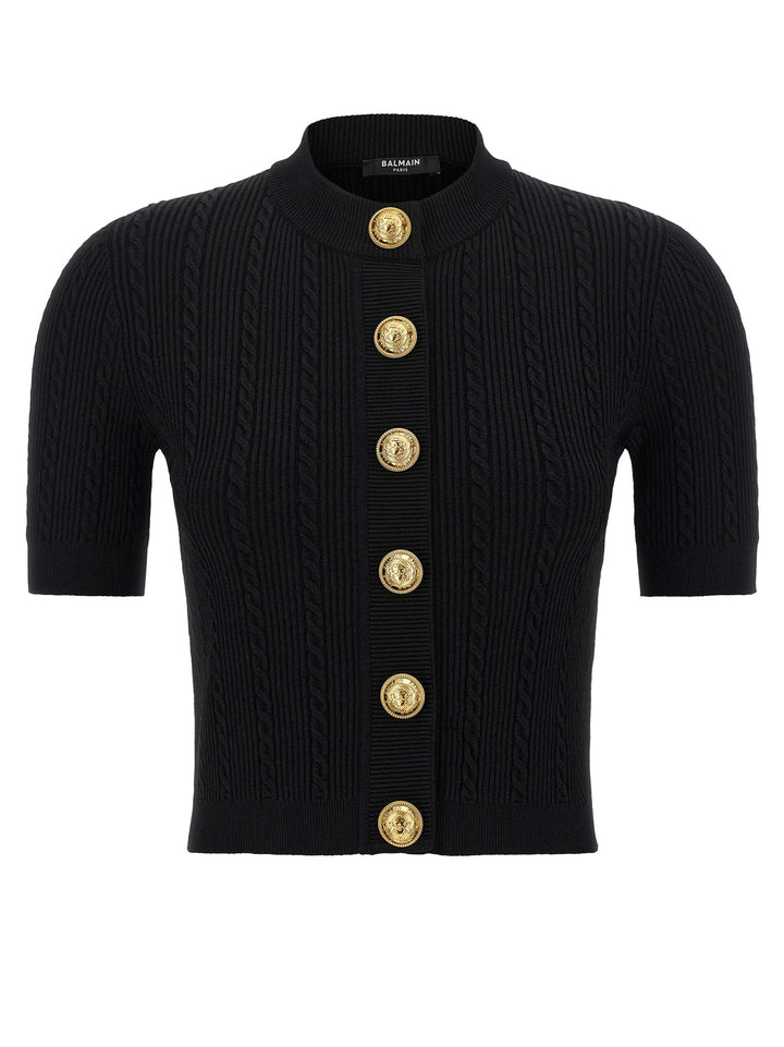 Balmain Short Sleeve Cardigan Sweaters and Cardigans - Black | 47d9e88dc72d0d128085af12e6bcab3f050ac1fd