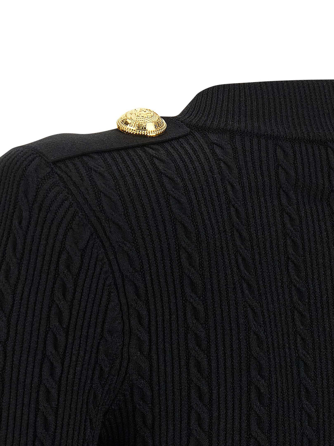 Balmain Twisted Knit Cardigan Sweaters and Cardigans - Black | 1c776df454fd0175e614c2156a2977a4d39d0295