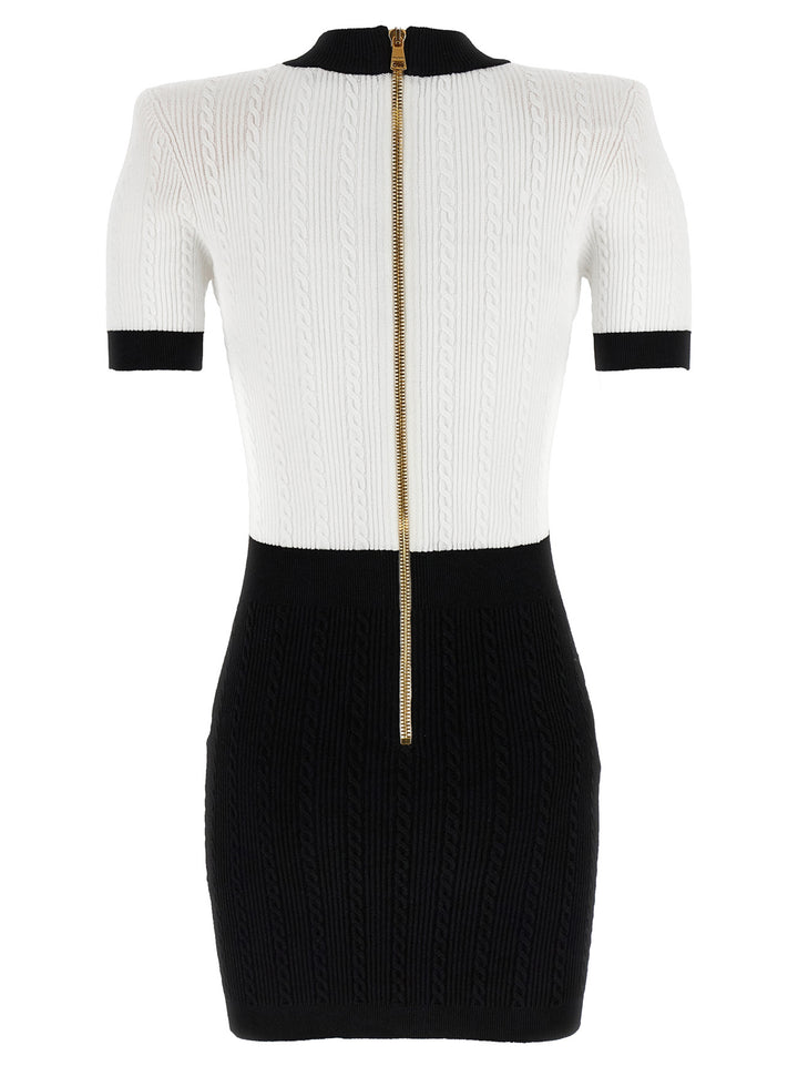 Balmain Knitted Dress Dresses - White/Black | b3e682c056fed61b6d408d7a6b88cb2e364dc669