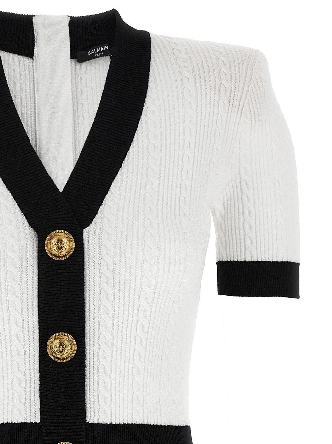 Balmain Knitted Dress Dresses - White/Black | 99a1faf6ed4ea4197cd6d15d2a459a33e212a6f4