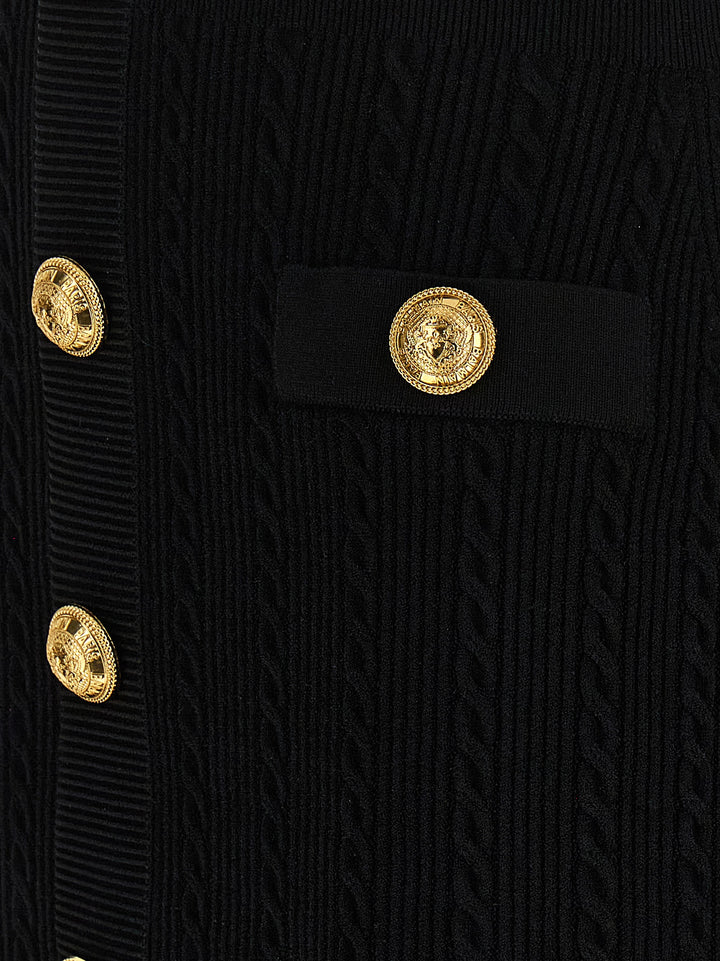 Balmain Knitted Dress Dresses - White/Black | acd6279d94f3495f95c38254edf0b3761ded6881