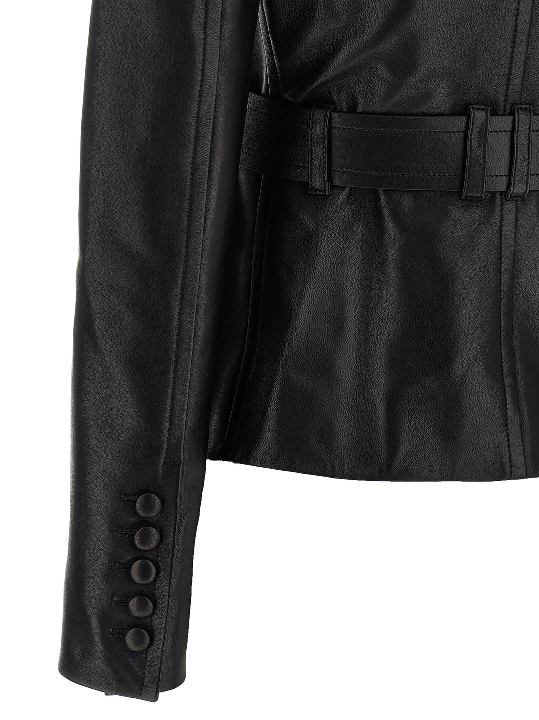 Balmain Leather Jacket Puffer Jackets - Black | 1dc61ac210552576931fa4d392ee9cf50eab507f
