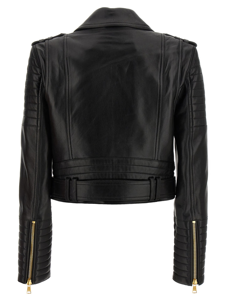 Balmain Leather Jacket Puffer Jackets - Black | 96e07e8b1a5d486867945d00373e18b1ffc552ff