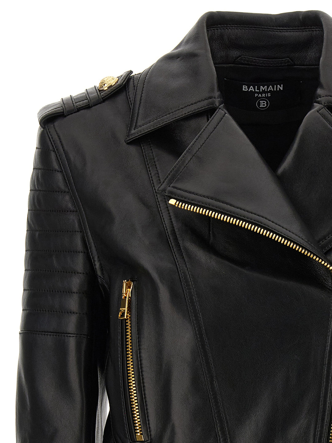 Balmain Leather Jacket Puffer Jackets - Black | 58ae7b4c21deedd322d553688c9625a567cd46f2