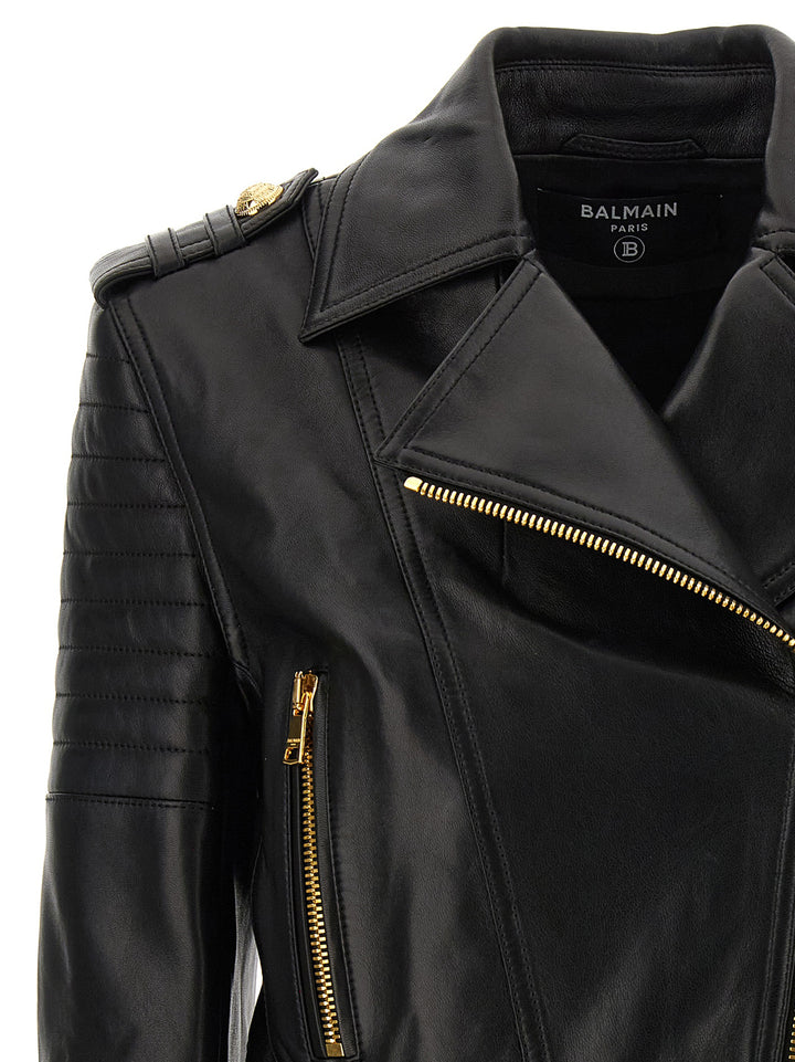 Balmain Leather Jacket Puffer Jackets - Black | 58ae7b4c21deedd322d553688c9625a567cd46f2