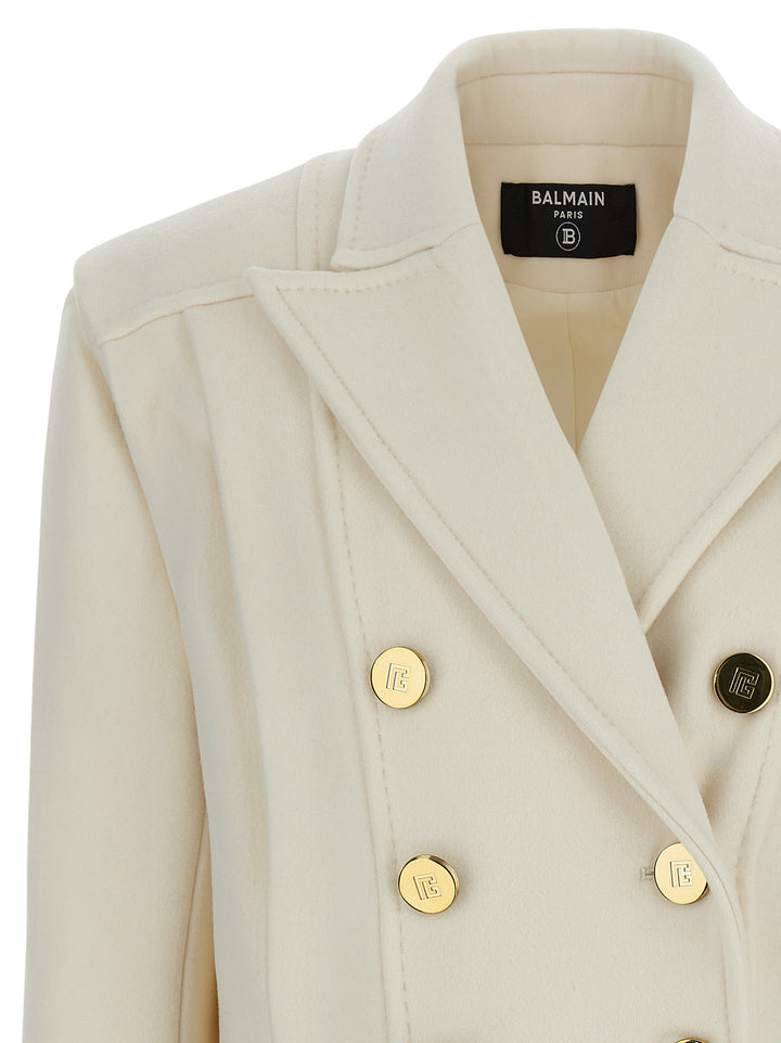 Balmain Double-Breasted Coat Coats and Trench Coats - White | 6914bb83ae0c7a1a6d28e7b160cc22a0fabb40a0