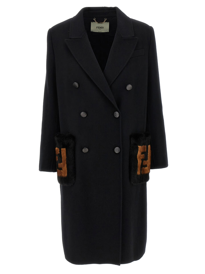 Fendi Double Wool Coats and Trench Coats - Black | 902084188763617bfae61ab3489f357348dd130e