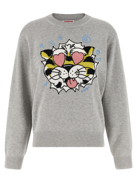 Kenzo Wild Tiger Sweaters And Cardigans Gray