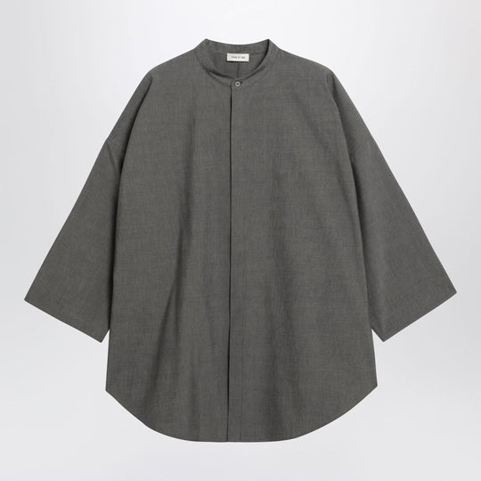 Relaxed Mandarin Shirt In Wool Blend