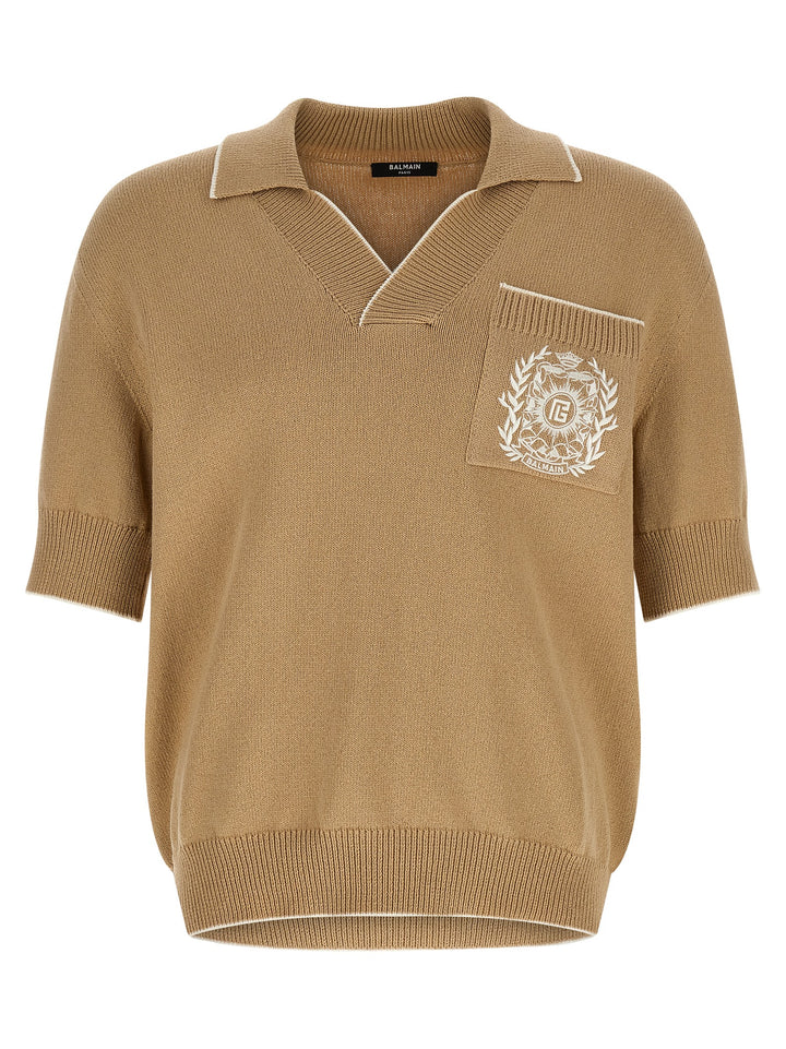 Balmain Balmain Stemma Polo - Beige | fd3c8b5a6eed38b2158327cf13d794bbdda8ab9d