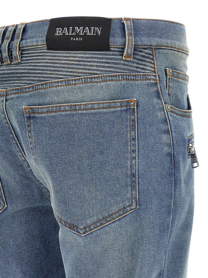 Balmain Biker Jeans - Blue | 465393f3e2faca6f06ba9ac194458bda2aff9d7e