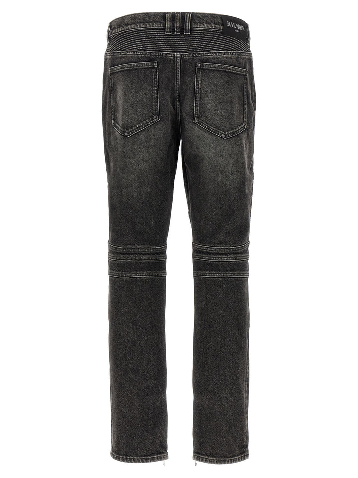 Balmain Biker Jeans - Gray | 782f94137efff57f0d09b3eb14025ebb18bc10ef