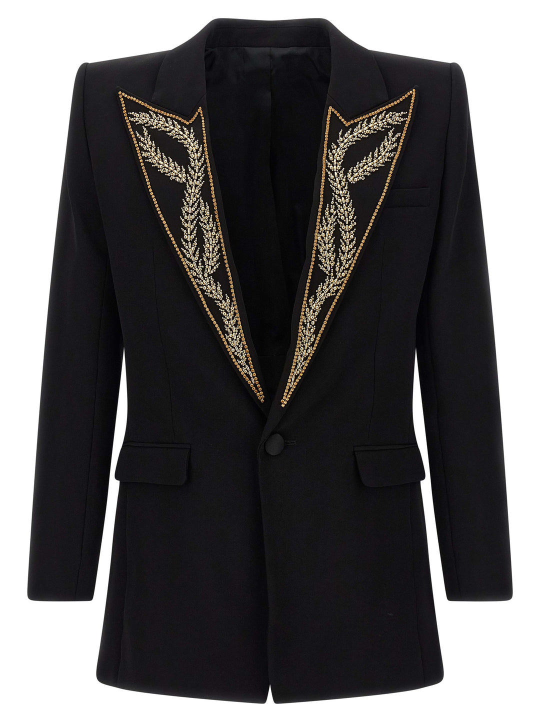 Balmain Leaf Embroidery Blazer - Black | 7411ce9fd0c1690ecb5fc1cdd20cdab2b8a2d61e