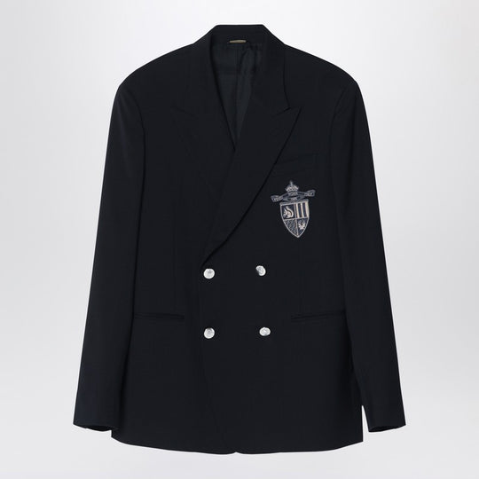 Double-Breasted Jacket In Midnight Blue Virgin Wool