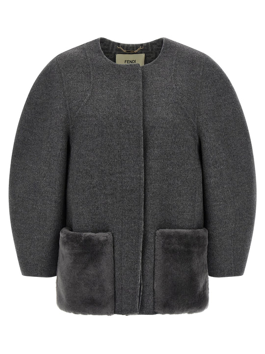 Blouson Cocoon Puffer Jackets Gray