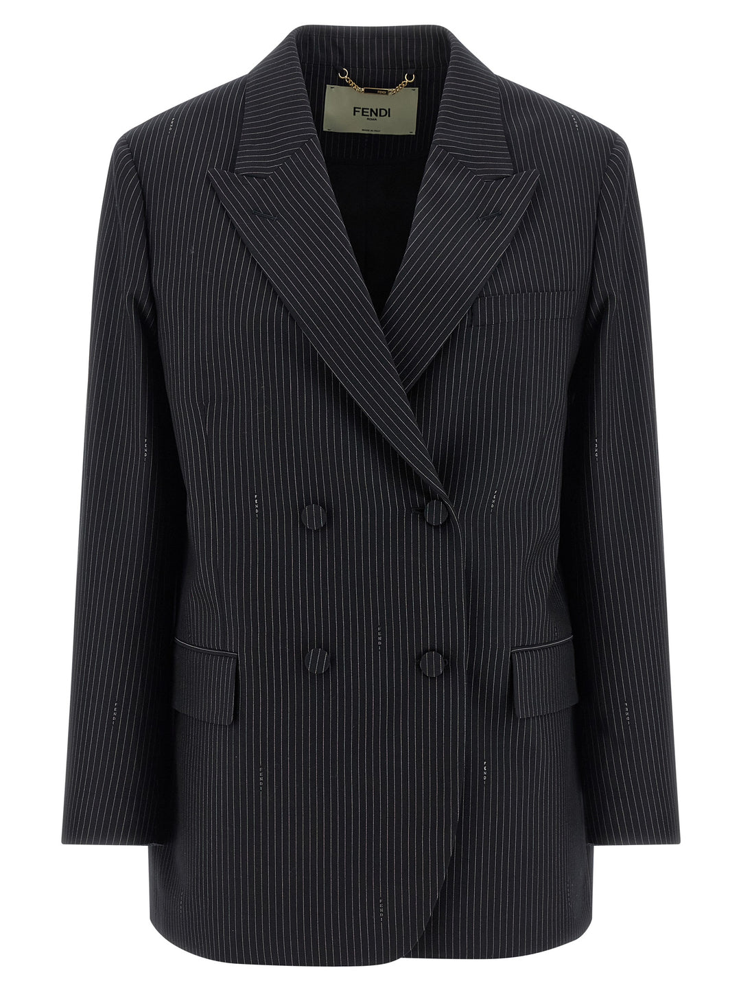 Fendi Pinstripe Wool Blazer BlazerS - Blue | ceebe9d67fad6497f785ef269dbf2096f999d7c1