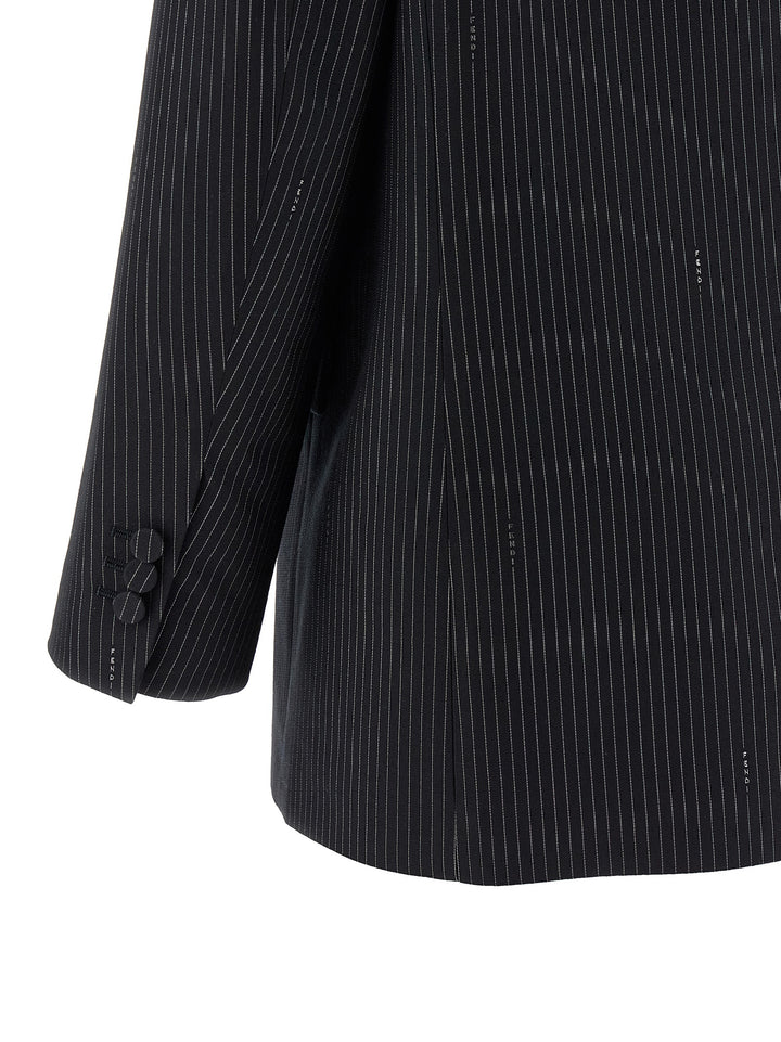 Fendi Pinstripe Wool Blazer BlazerS - Blue | 5fdc9905e246ed1507ffe6b79aa344d2f169868d
