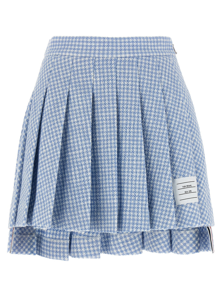 Thom Browne Pleated Tweed Skirt Skirts - Light Blue | 6d4fac75a9a3da860ec54fd1109dd1787f4bb857