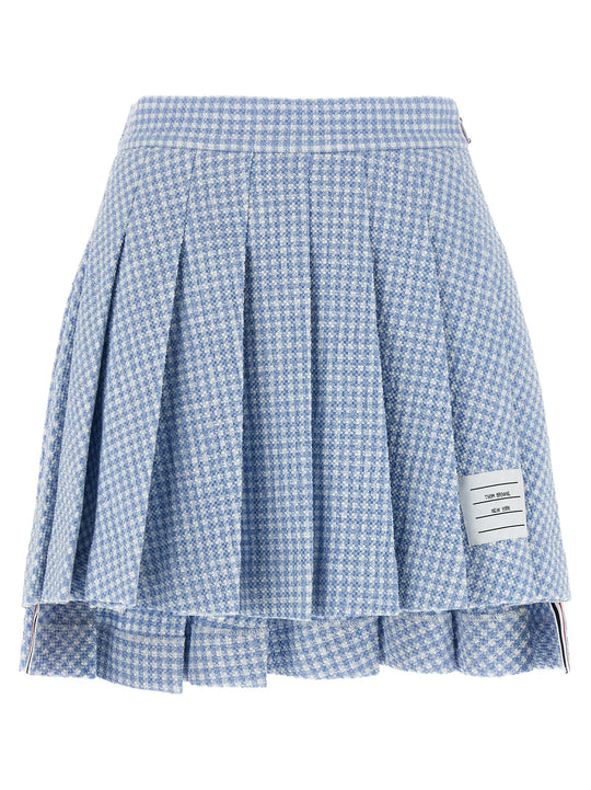 Pleated Tweed Skirt Skirts Light Blue