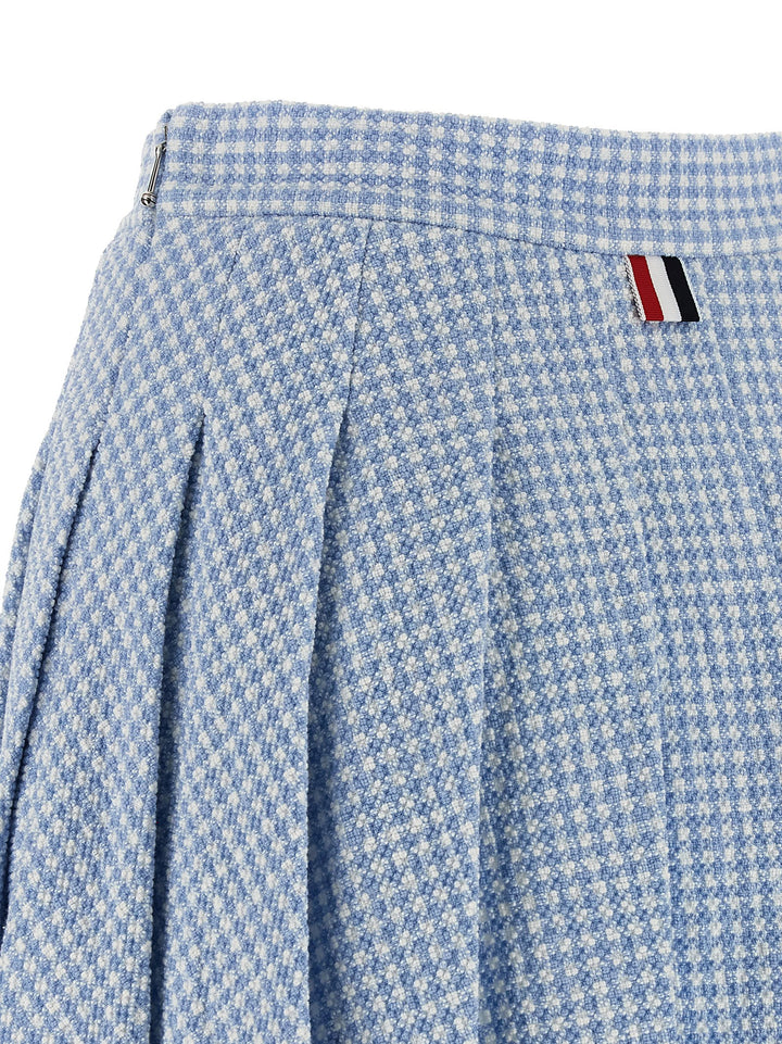 Thom Browne Pleated Tweed Skirt Skirts - Light Blue | 5e26510f869103cfa10a4ce60af54b129dee3852