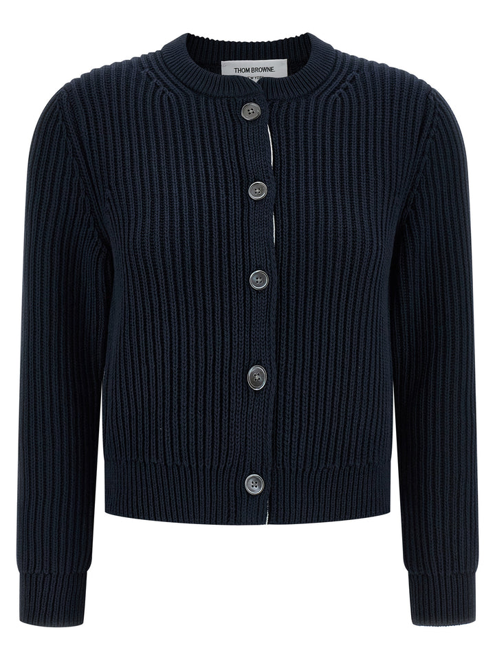 Thom Browne Cropped Cardigan Sweaters and Cardigans - Blue | 55a7773f0de70bd5e3a244ca8f2dd741b53f2f7a